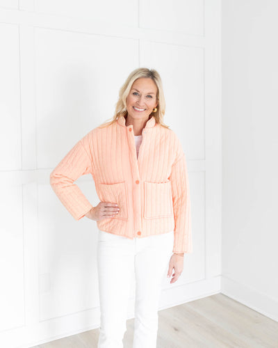 Quilted Jacket in Coral