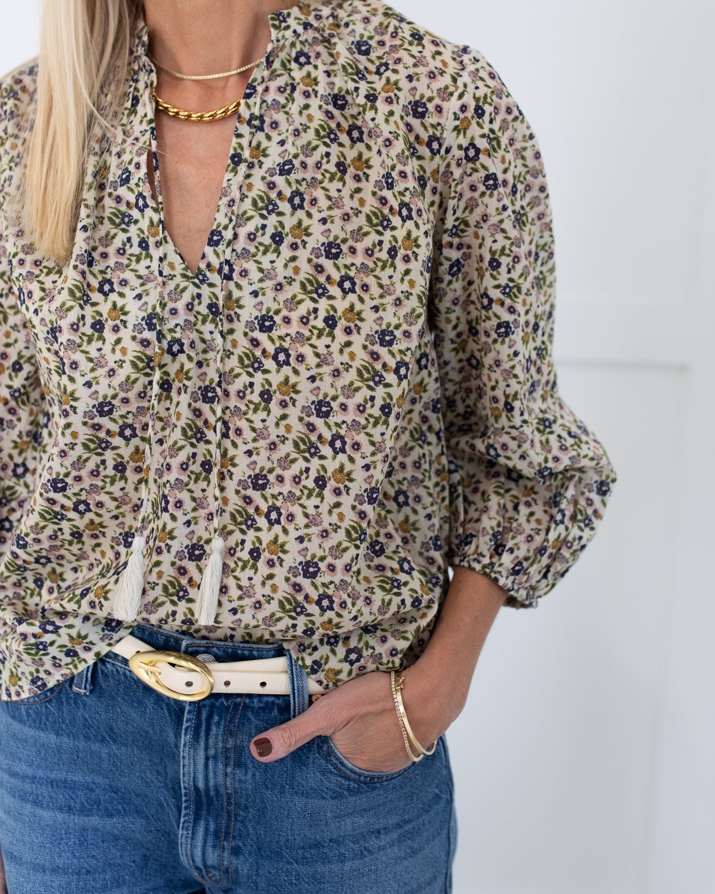 Ecru Eloisa Pink and Plum Floral Belle Blouse