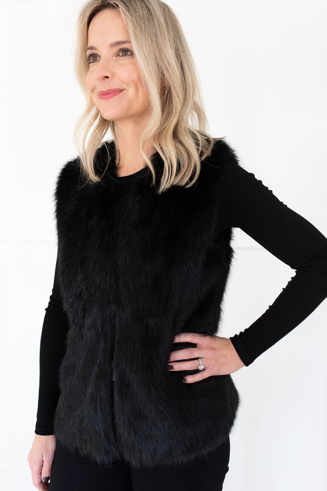 Black Faux Fur Vest