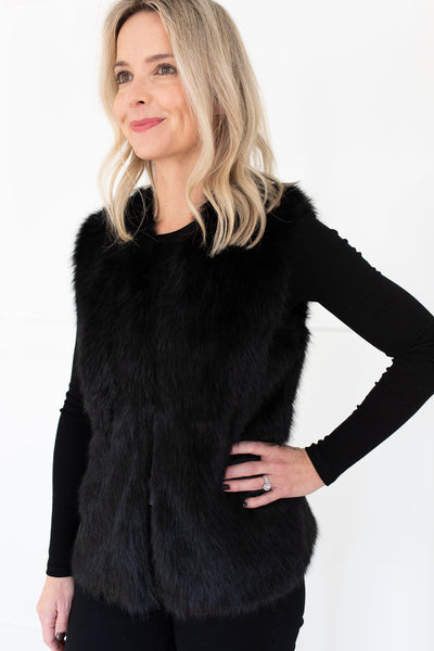 Black Faux Fur Vest