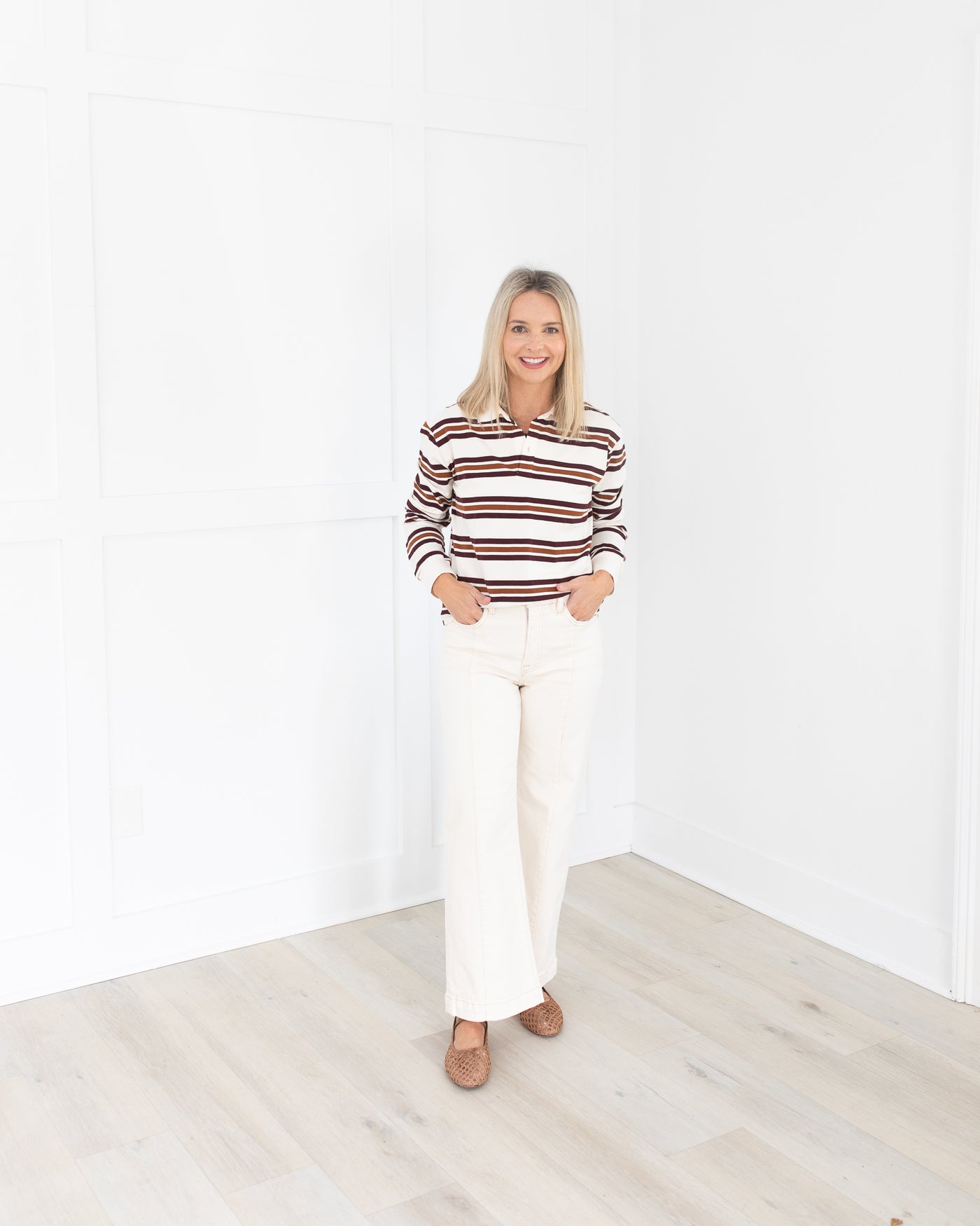 Ivory, Brown, & Camel Striped Top