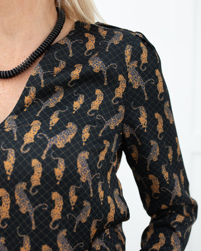 Black Blouse with Cheetahs