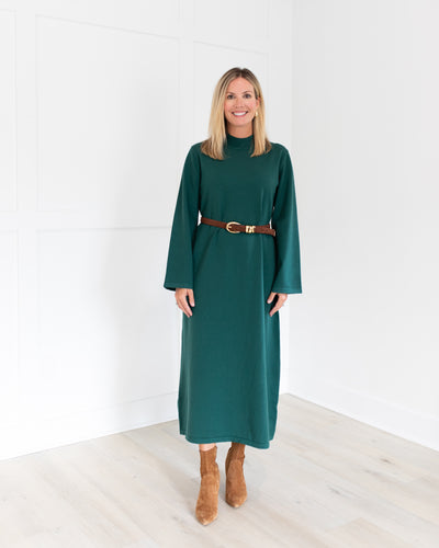 Wintergreen Long Sleeve Mock Neck Midi Dress