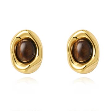 Gold Tiger Eye Studs