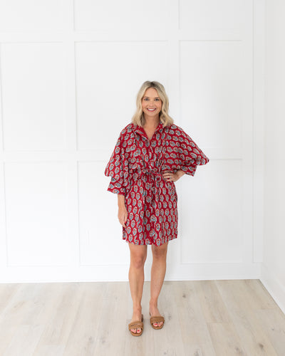 Grace Dress In Red Blue Floral