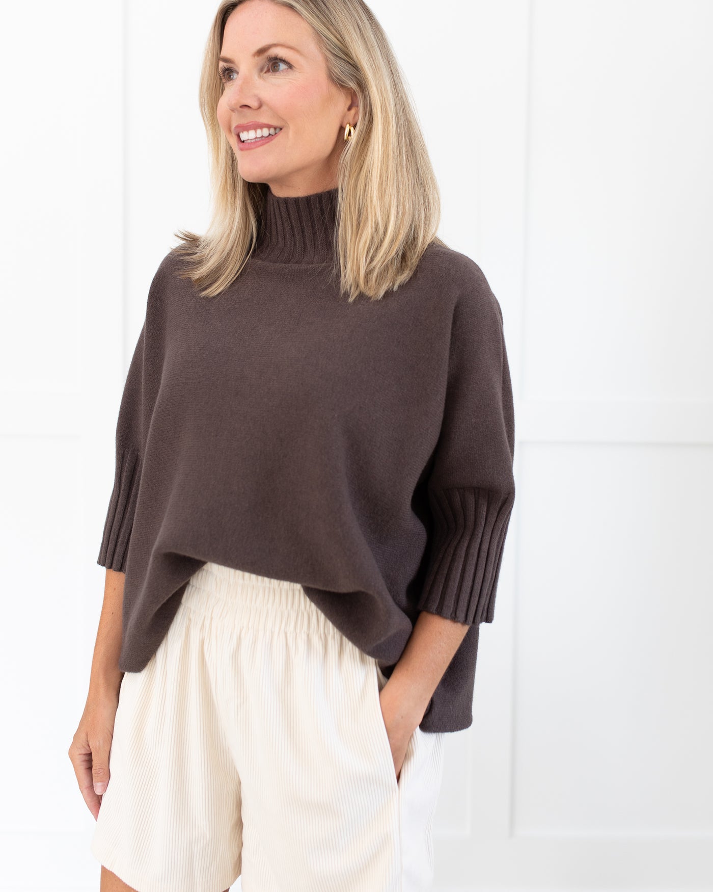 Brown Mock Neck Sweater
