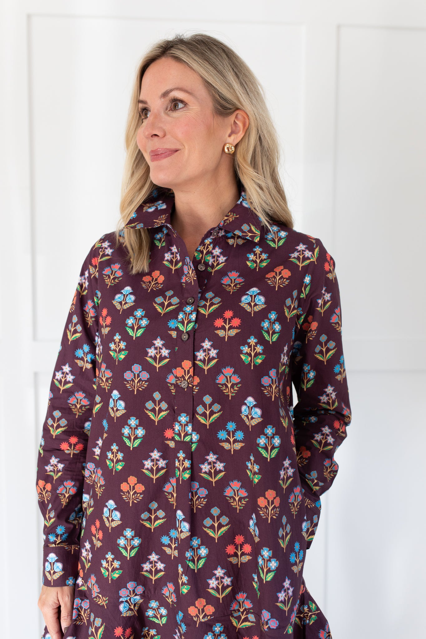 Polly Dress in Holiday Flowers