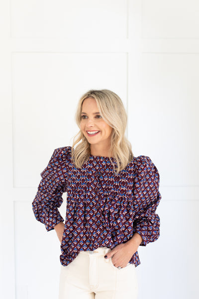 Daphne Top in Autumn Fleur Fig by Hunter Bell