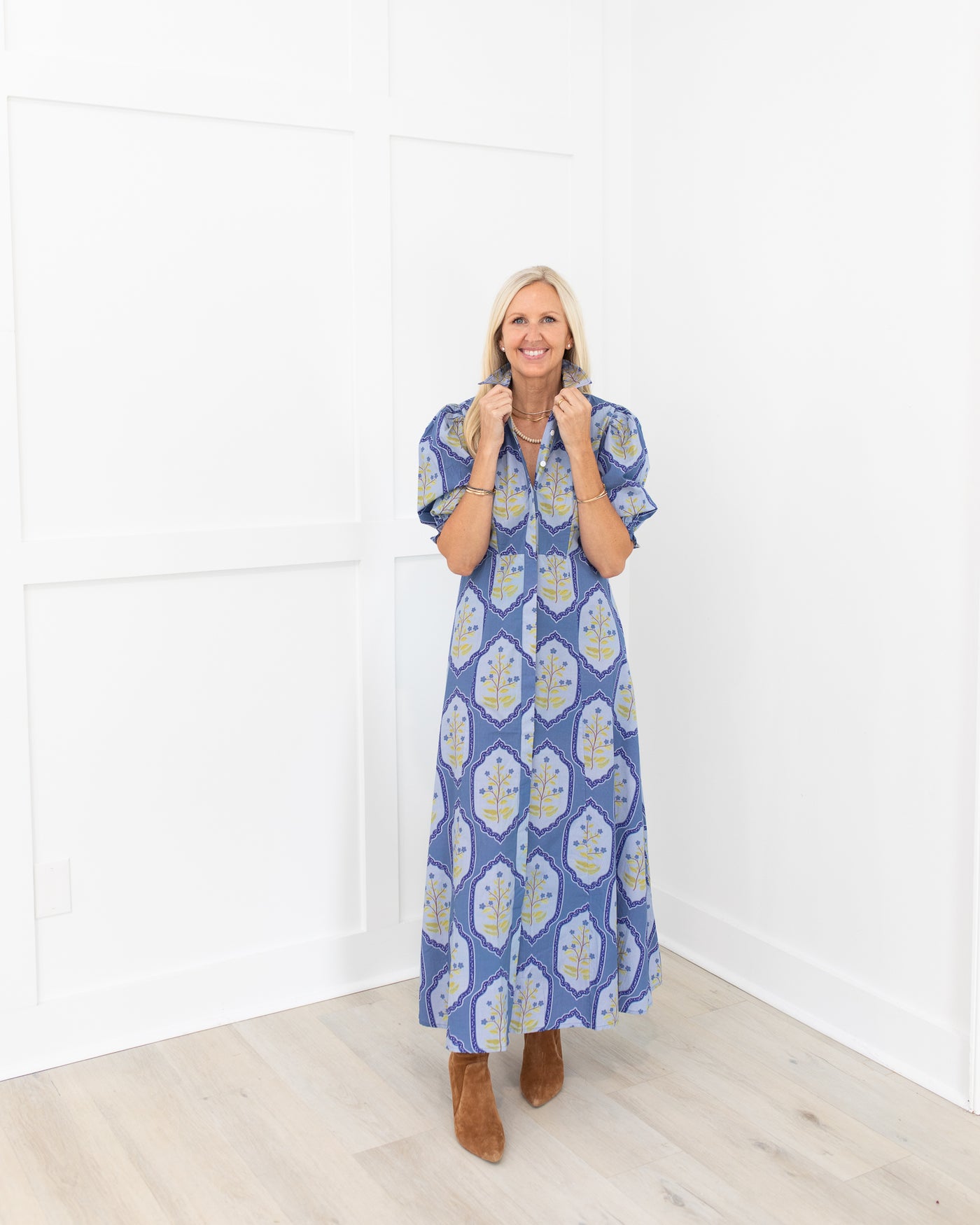 Rosie Shirtdress in Dusty Trellis