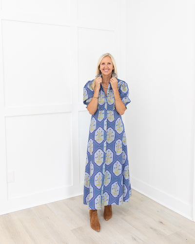 Rosie Shirtdress in Dusty Trellis