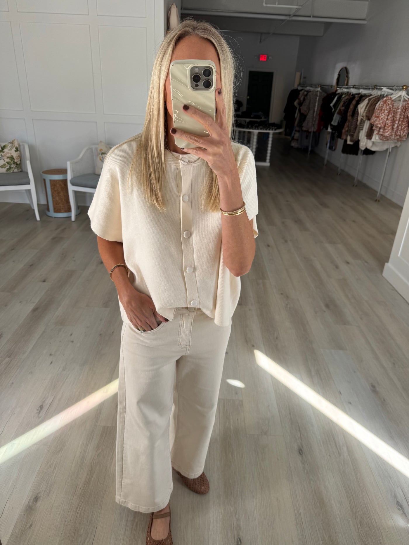 Ivory Knit Soft Short Sleeve Lightweight Sweater