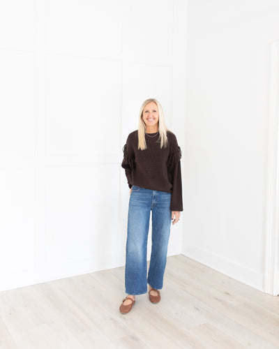 Dark Brown Sweater with Fringe