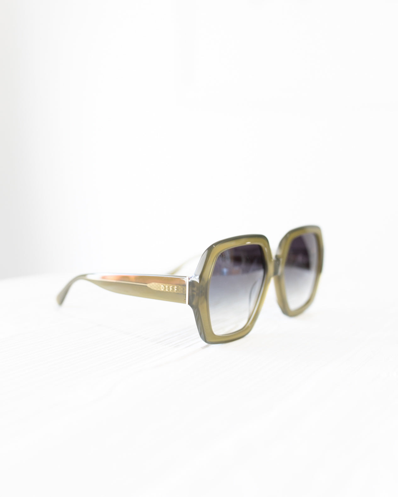 Nola Olive Green Oversized Sunglasses by DIFF