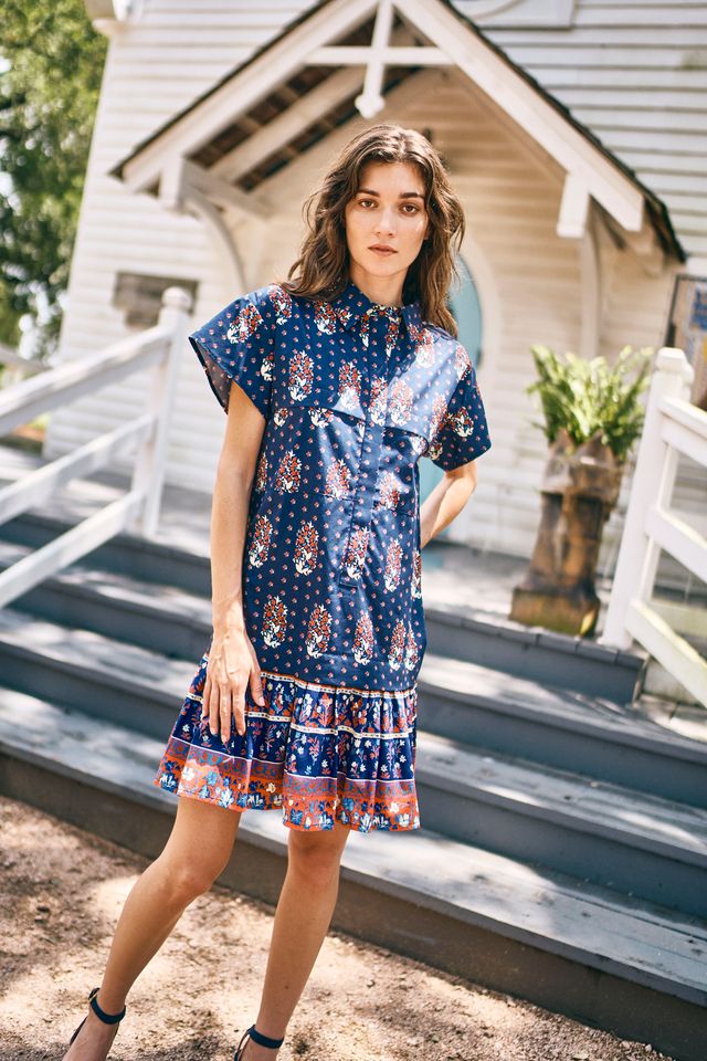 Addison Dress in Fall Floral Navy by Hunter Bell