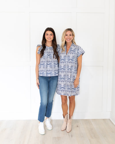 Navy and White Tiger Nancy Dress by Brooke Wright