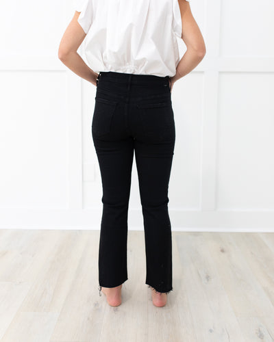 The Insider Crop Step Fray Denim in Not Guilty/Black by Mother