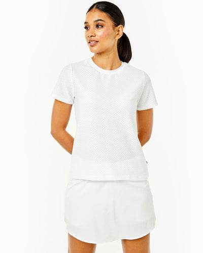 White Short Sleeve Walnut Athletic Top