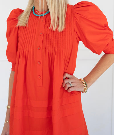 Sidney Dress in Red Orange by HUNTER BELL