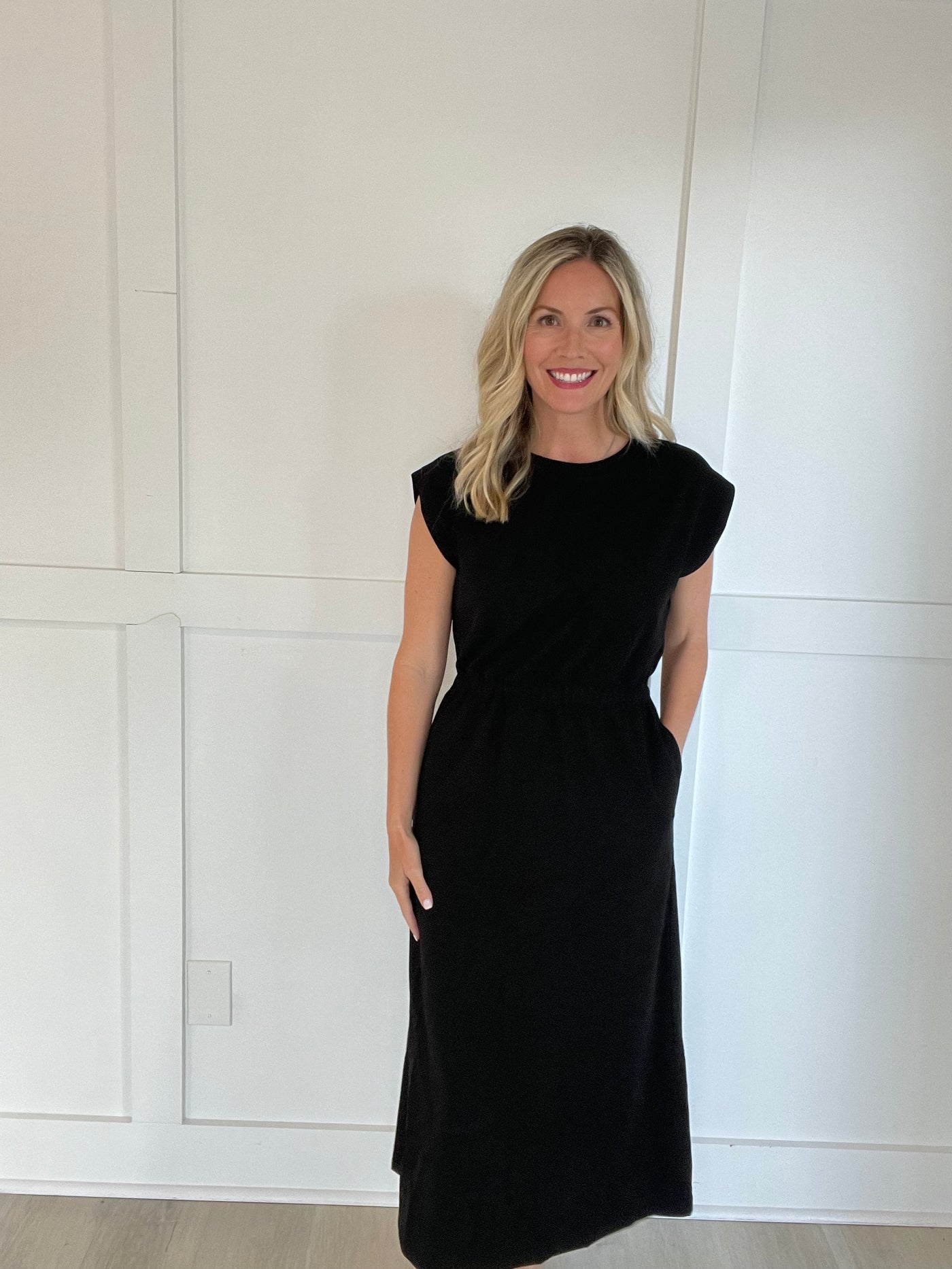 Black Casual Maxi Tank Dress with Cinch Waist