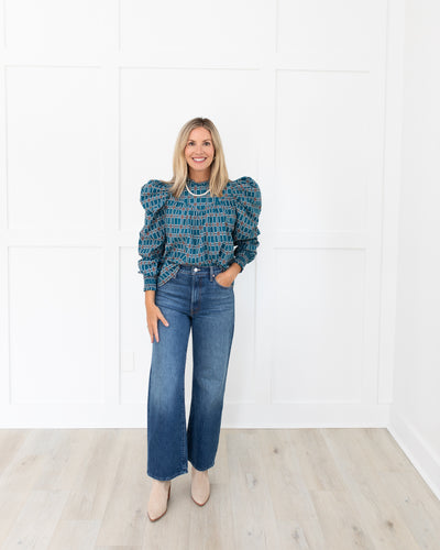 Irina Blouse in Santo Stripe Print