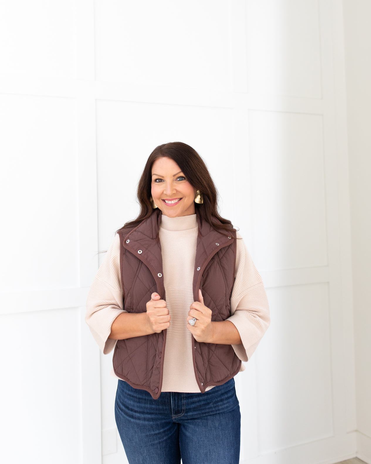 Quilted Vest in Chocolate Brown