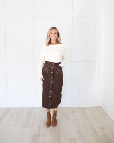 Apolline Midi Skirt in Espresso