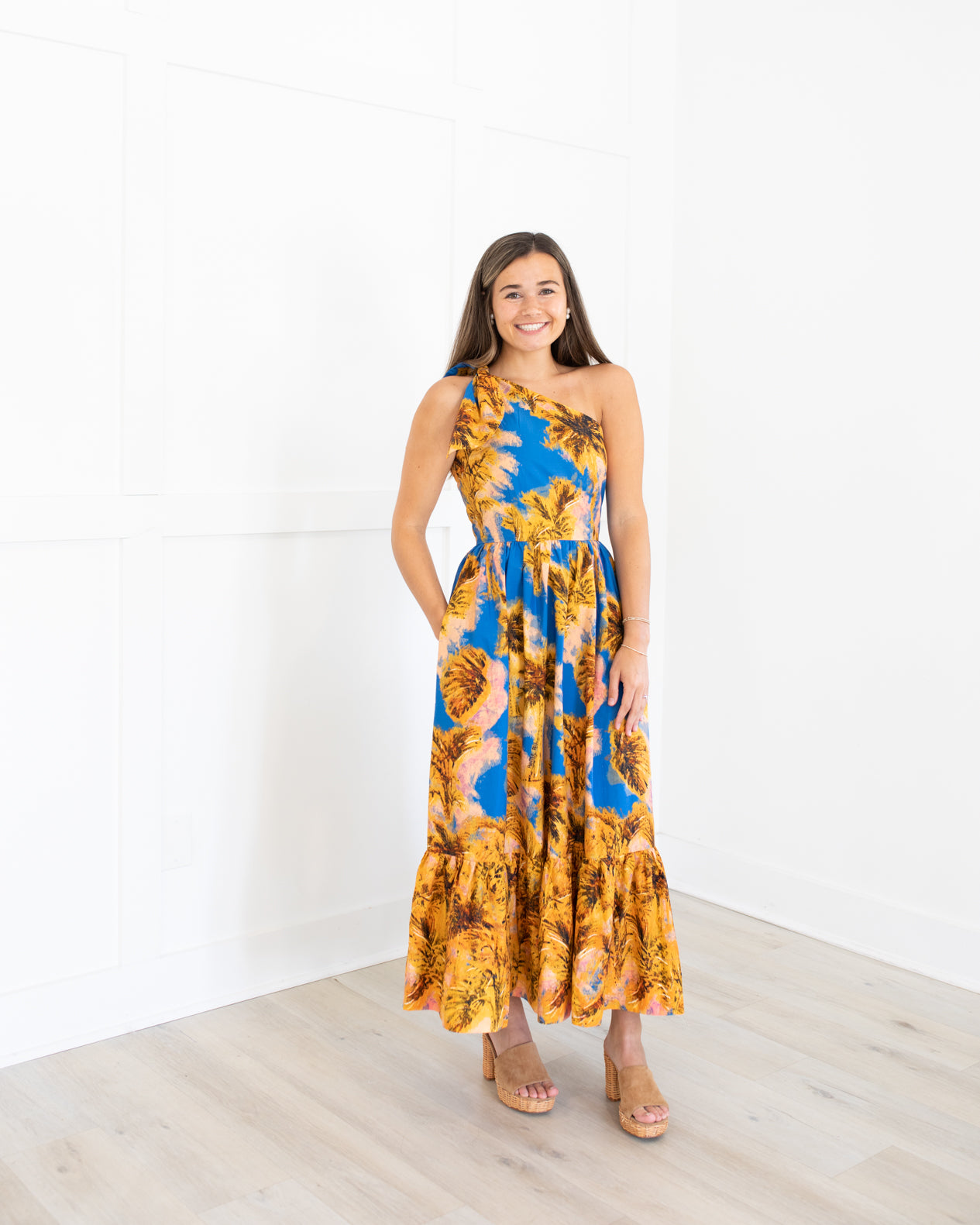 Alana Dress in Tropical Palm by HUNTER BELL