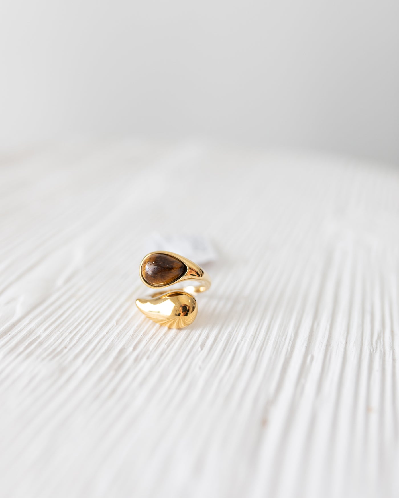 Tortoise Tiger Eye and Gold Stacked Ring