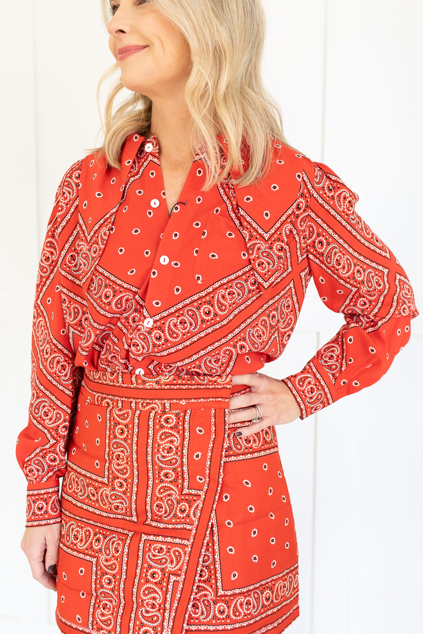Frances Blouse in Aces Wild Red by Hunter Bell
