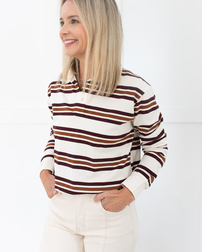 Ivory, Brown, & Camel Striped Top