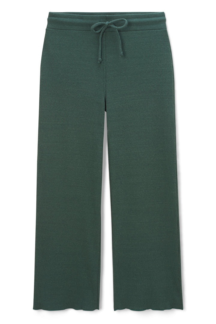 Ribbed Pullover and Wide Leg Pantset in Pine