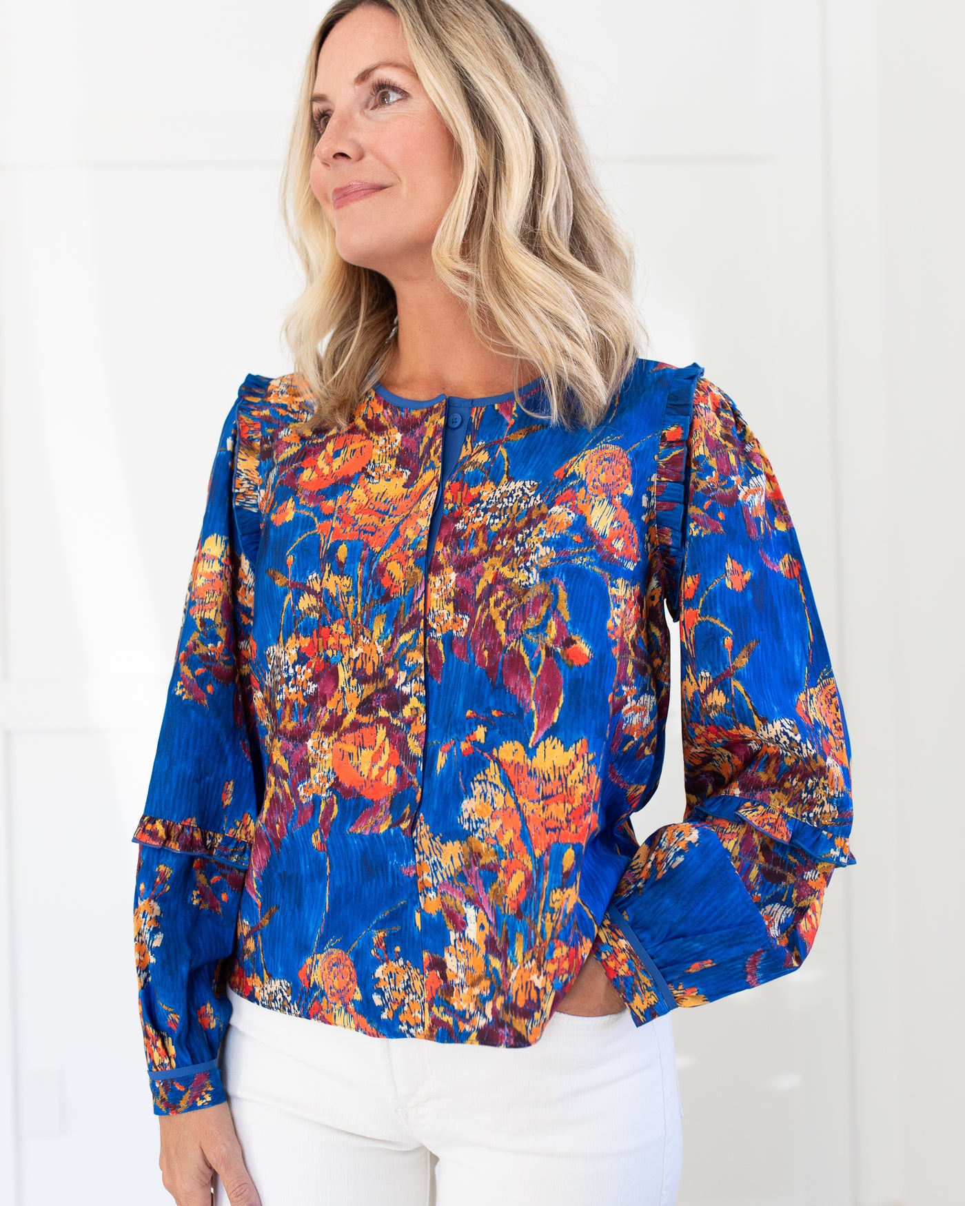 Weekend Blouse in Watercolor Bouquet by HUNTER BELL