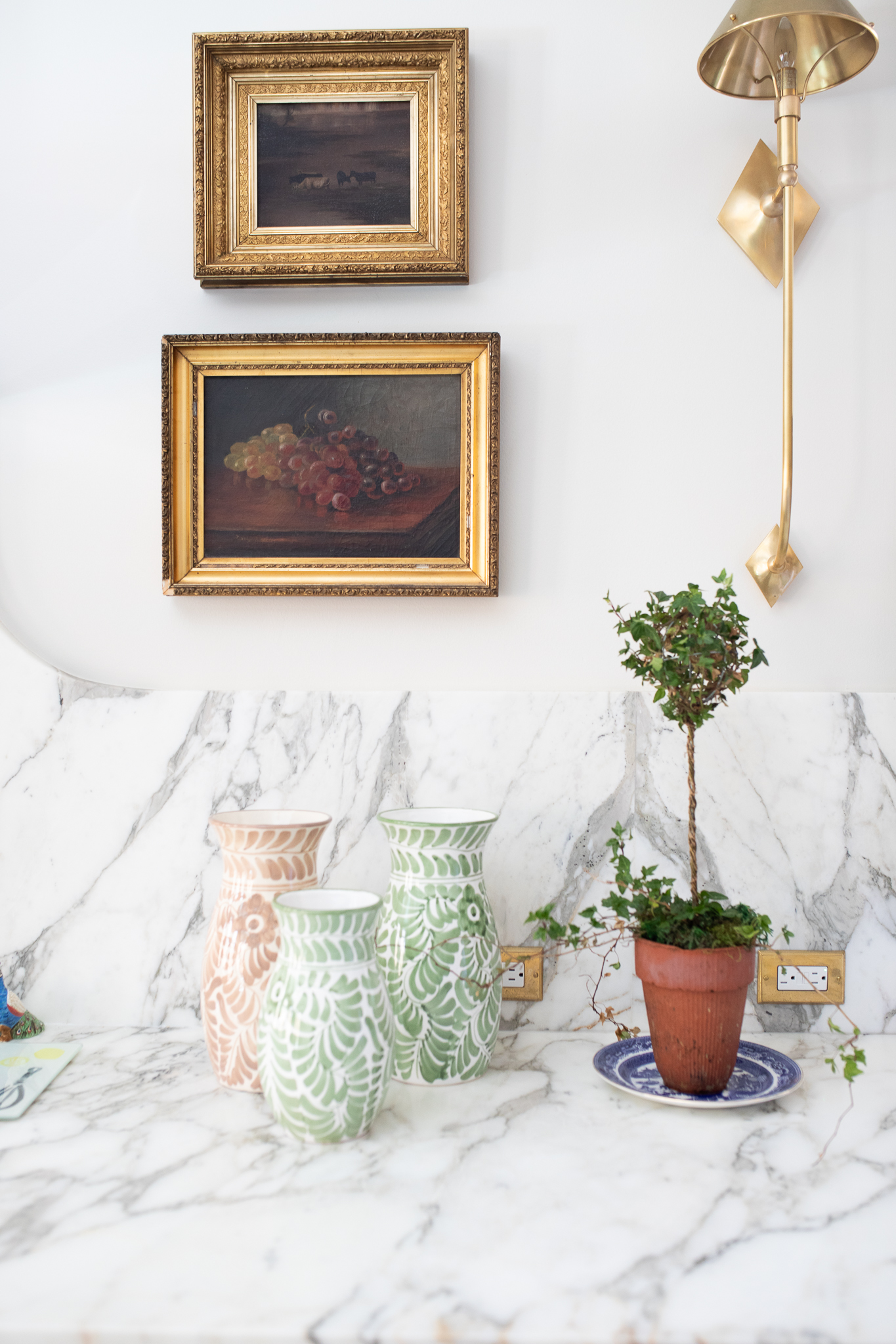 Moss Green Hand Painted Vase