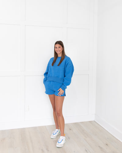 Relaxed Blue Sweat Shirt and short set