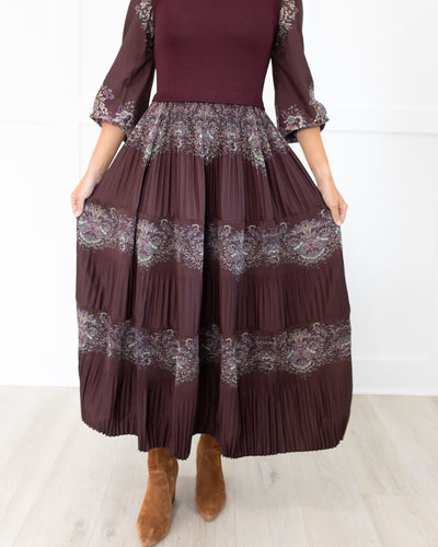 Plum Sweater Pleated Dress