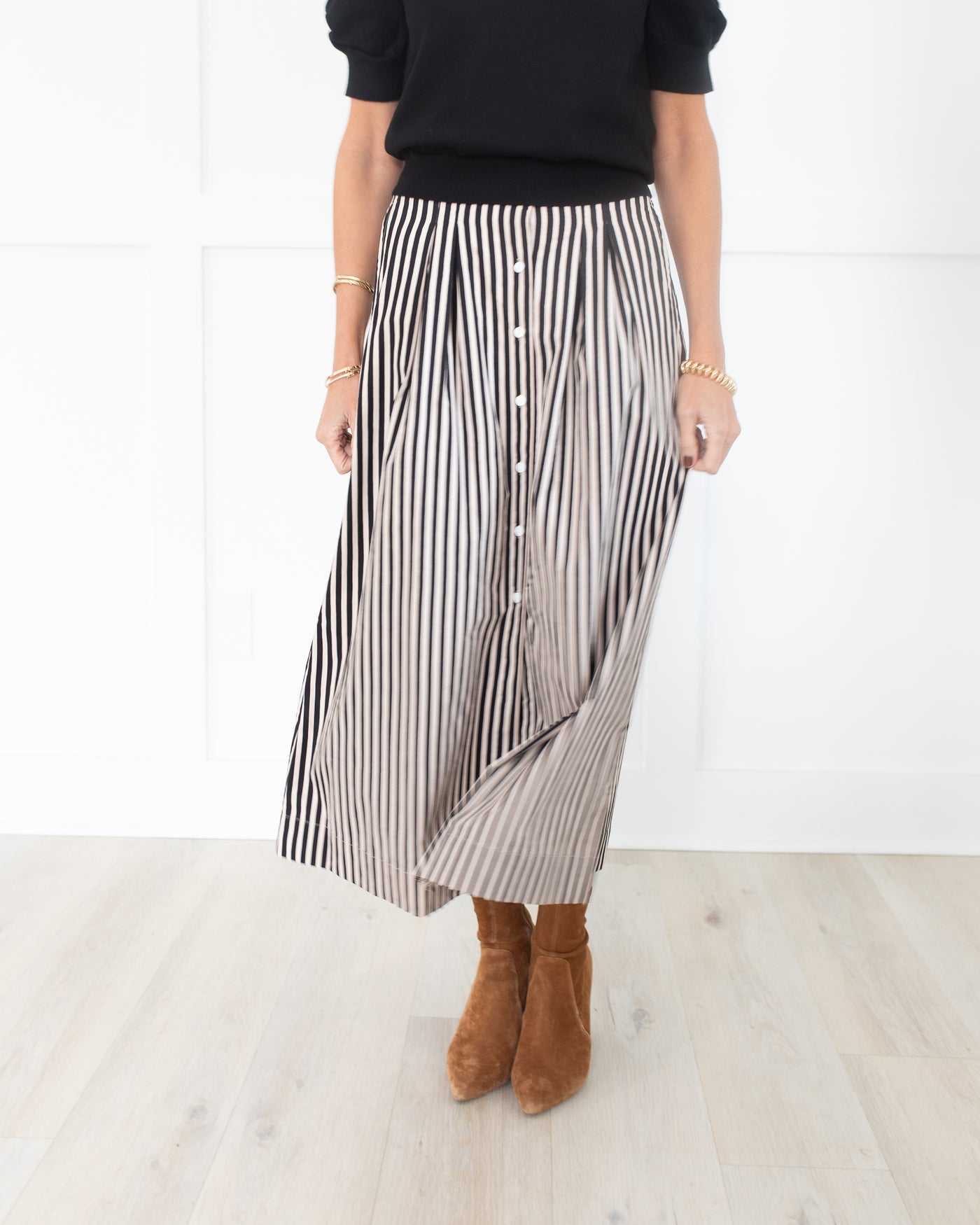 Scout Skirt in Ganache Pinstripe