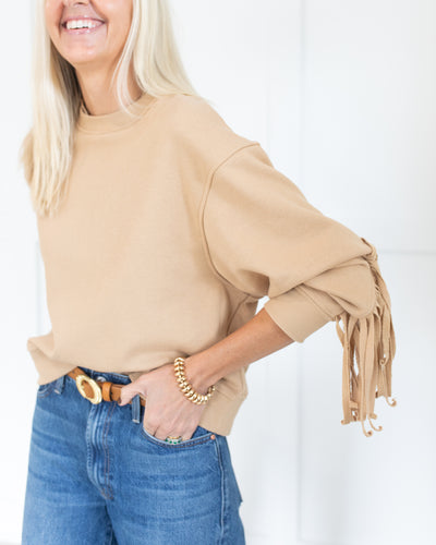 Camel Sweatshirt with Fringe