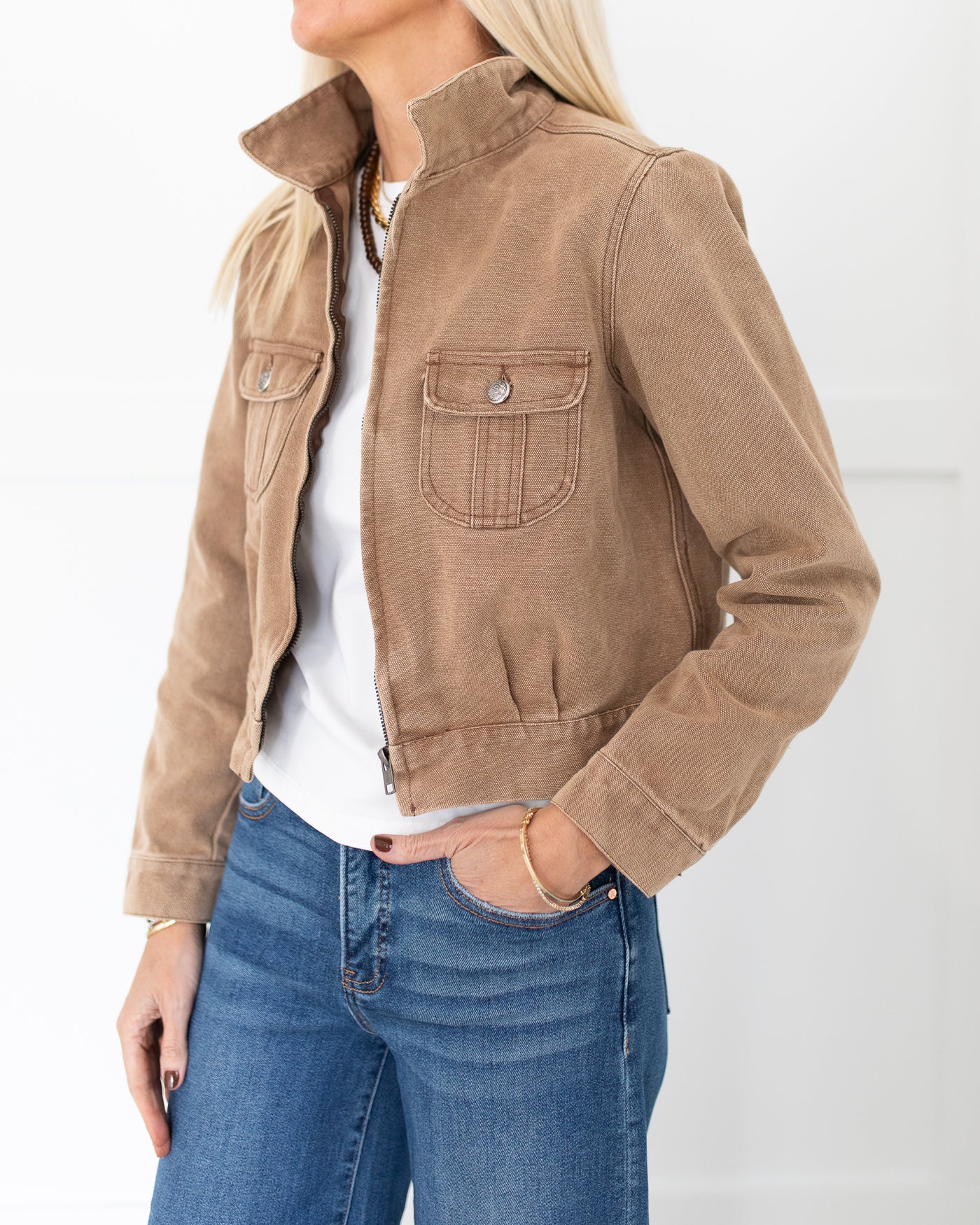 Taupe Denim Pocket Jacket