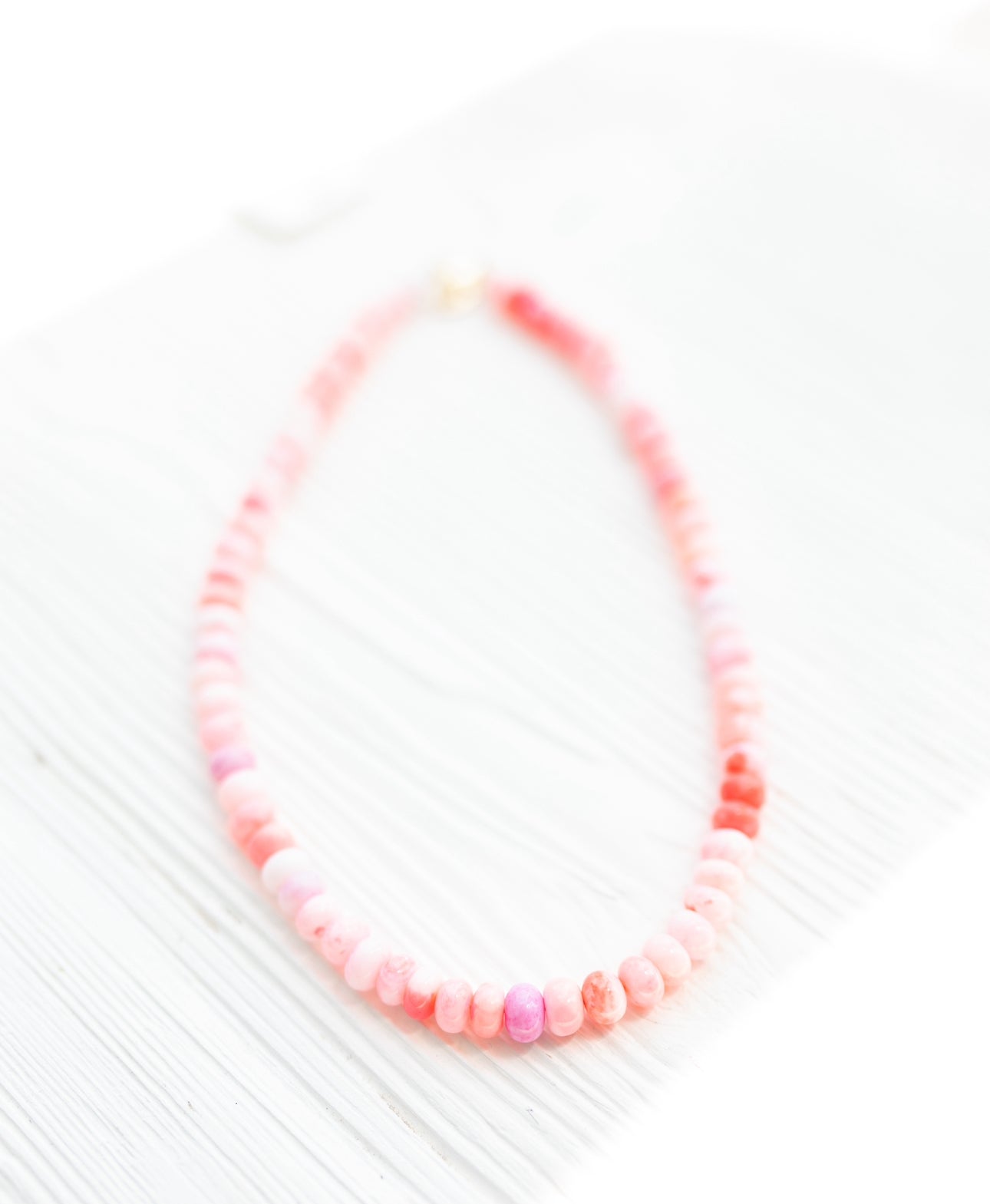 Bright Pink and White Beaded Necklace