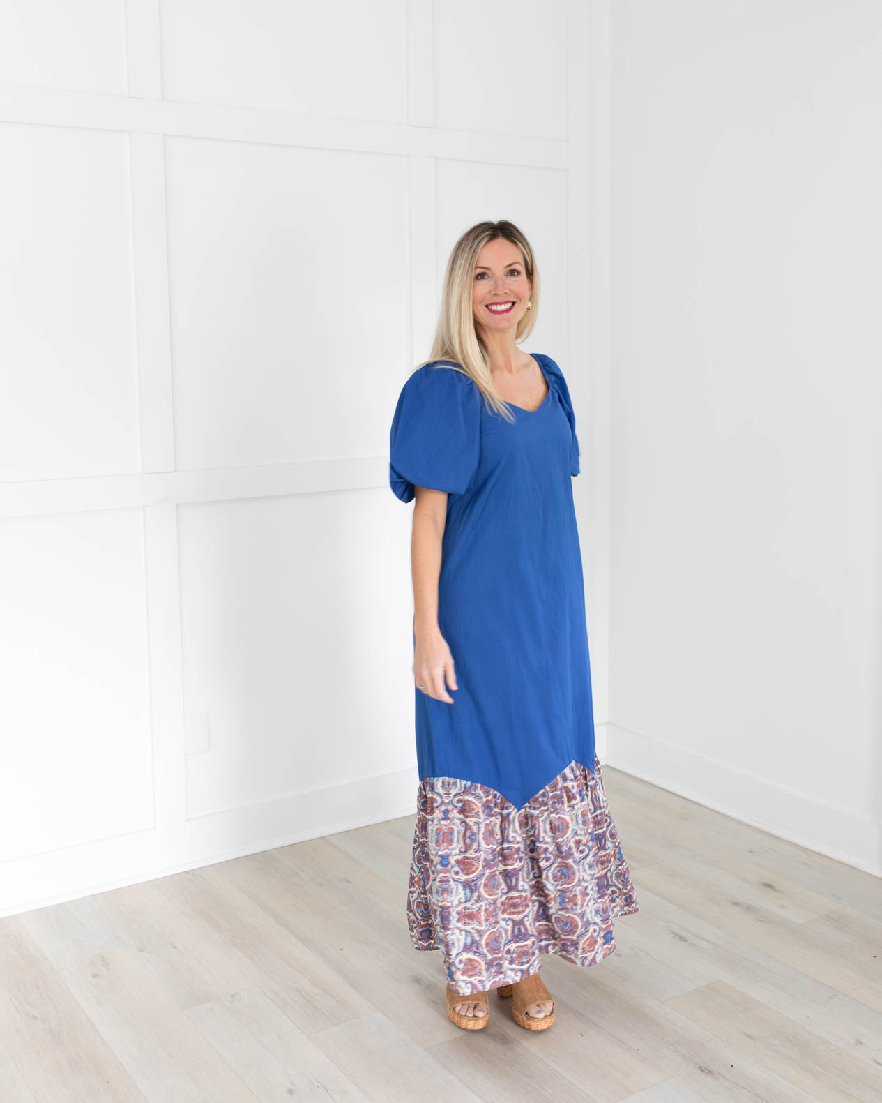 Maggie Dress in Cobalt/Orange by Anna Cate