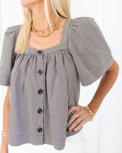 Handley Top in Chocolate Gingham