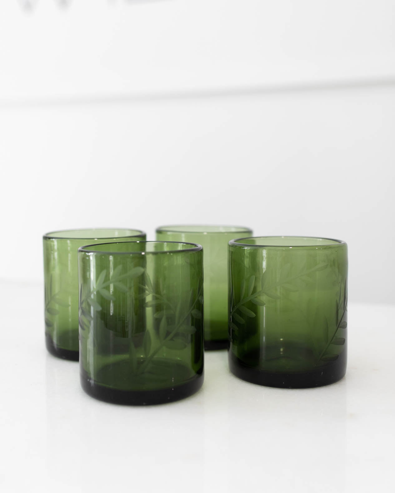 GLASS Fern Double Old Fashioned Set of 4 (Dark Green) Beatriz Ball