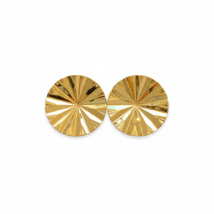 Round Wavy 18k Gold Stud Earrings