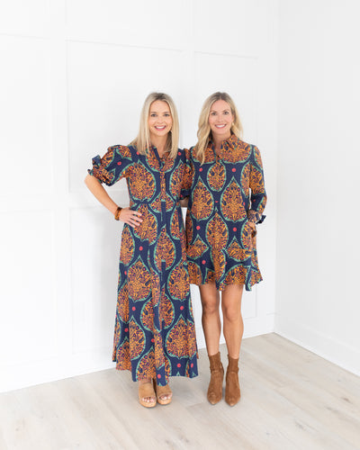 Rosie Dress in Saffron Botanicals