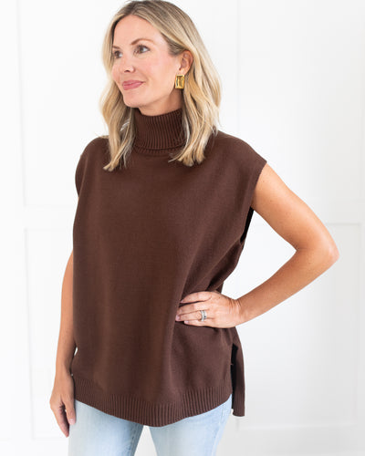 Espresso Sleeveless Knit Turtleneck