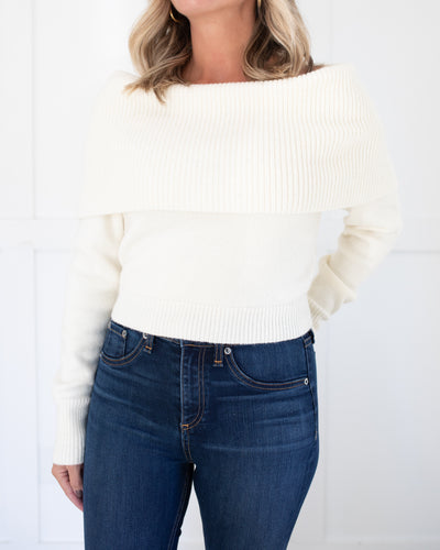 Cream Off Shoulder Sweater