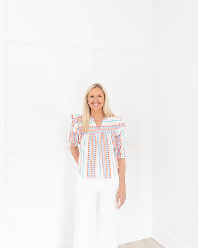 Bright Aztec 3/4 Sleeve Top