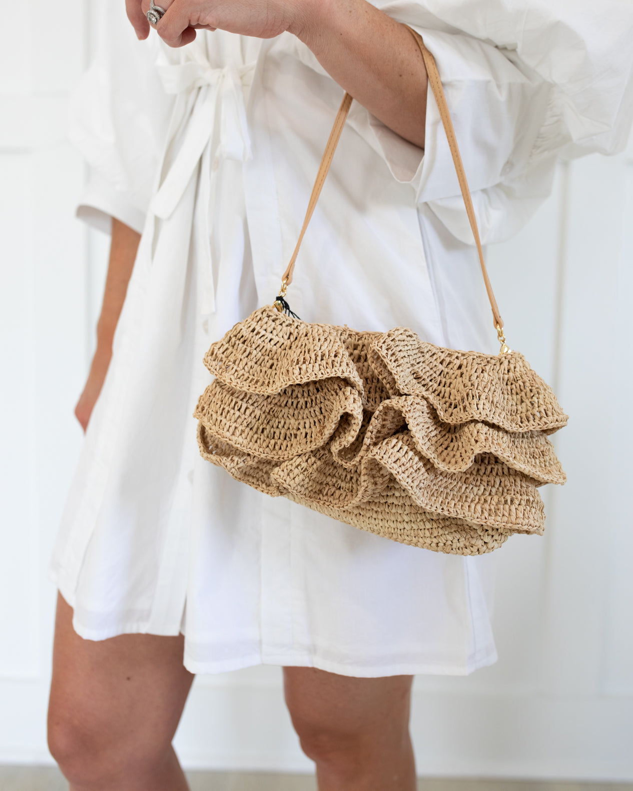 Odette Natural Ruffle Clutch by Loeffler Randall