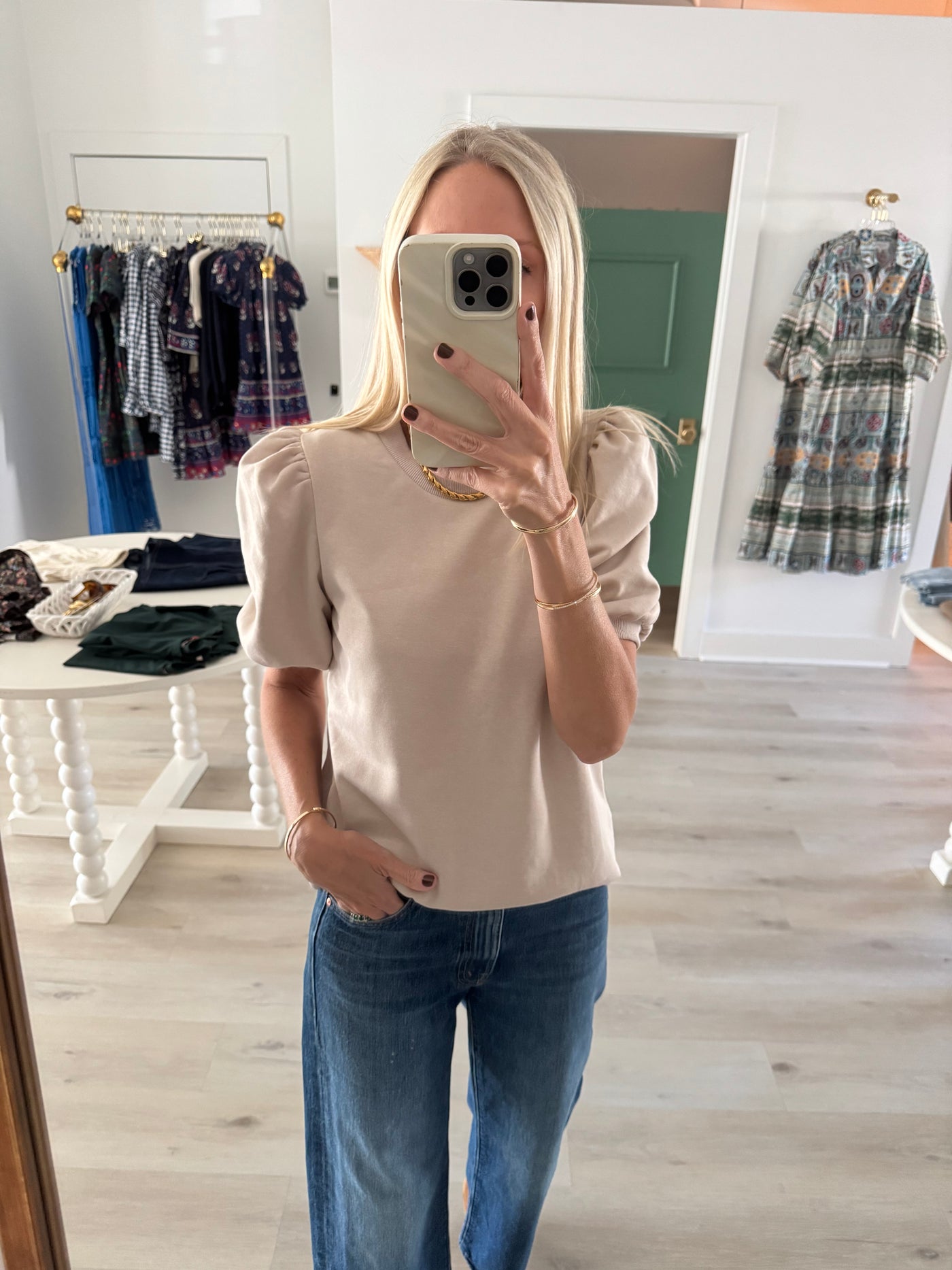 Sand Puff Sleeve Sweatshirt