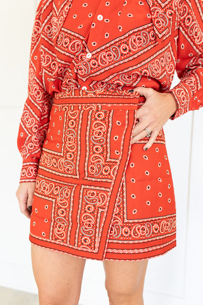 Powell Skirt in Aces Wild Red by Hunter Bell